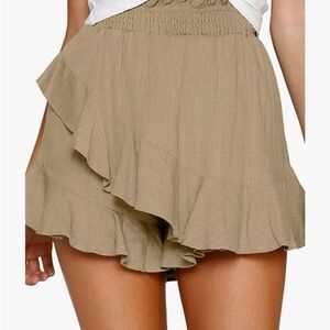 Women's Tan Ruffle Skort